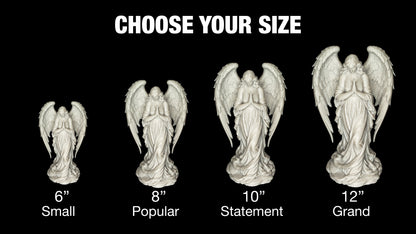 Praying Angel Statue - Marble Finish Guardian Angel Sculpture