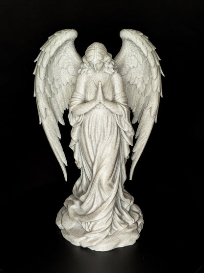 Praying Angel Statue - Marble Finish Guardian Angel Sculpture