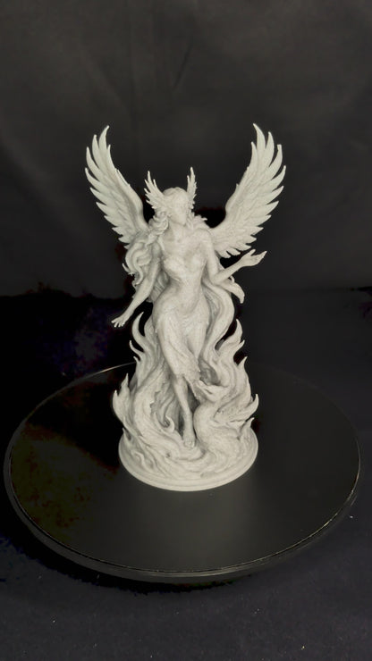 Phoenix Goddess Statue - Marble Finish Rebirth Sculpture