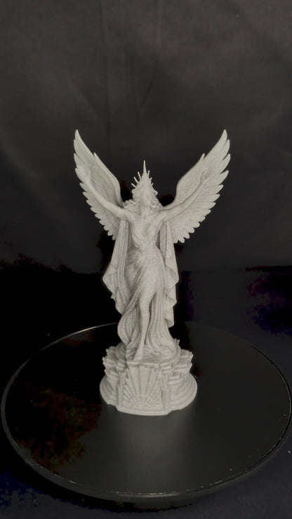 Art Deco Angel Statue - Marble Finish Winged Sculpture