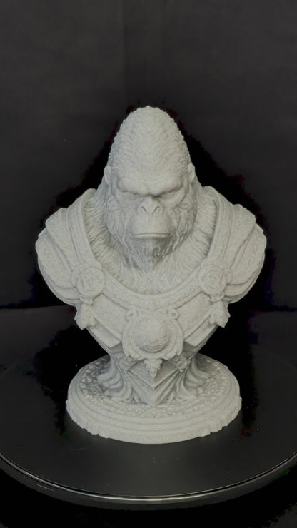 Stone Gorilla Bust Sculpture | Marble-Style Primal Guardian Statue