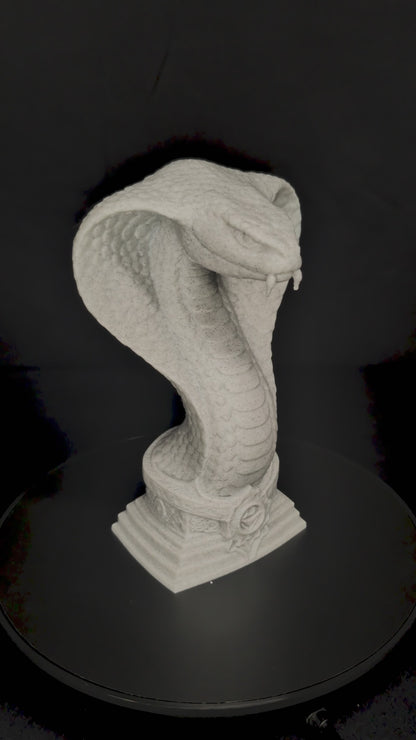 Serpent Guardian Bust - Marble Finish Snake Sculpture
