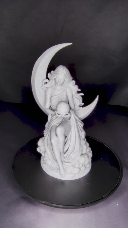 Moon Goddess Statue - Marble Finish Celestial Sculpture