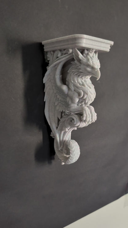 Griffin Corbel Wall Shelf Bracket - Mythical Marble Creature Decor