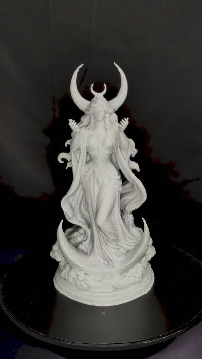Triple Moon Goddess Statue - Marble Finish Lunar Goddess Sculpture