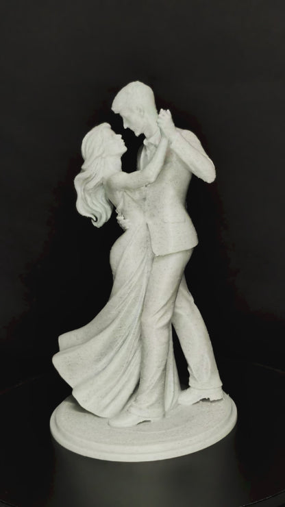 Dancing Couple Sculpture - Marble Finish Romantic Statue