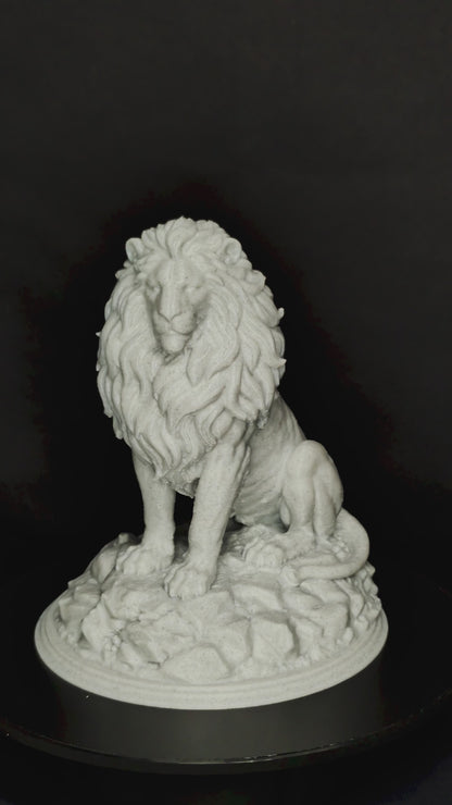 Marble Lion Statue - Regal Guardian Sculpture
