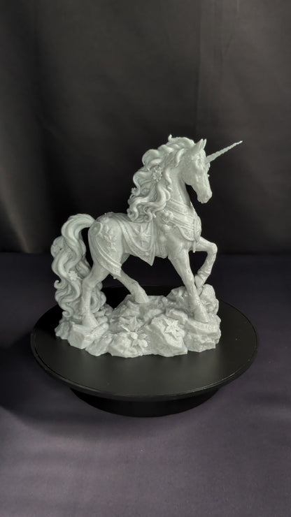 Unicorn Statue - Marble Style Fantasy Horse Sculpture