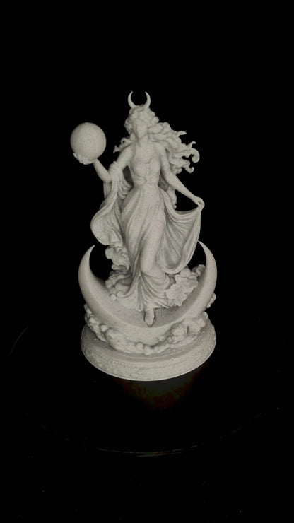 Nyx Lunar Goddess Statue - Marble Style Moon Sculpture