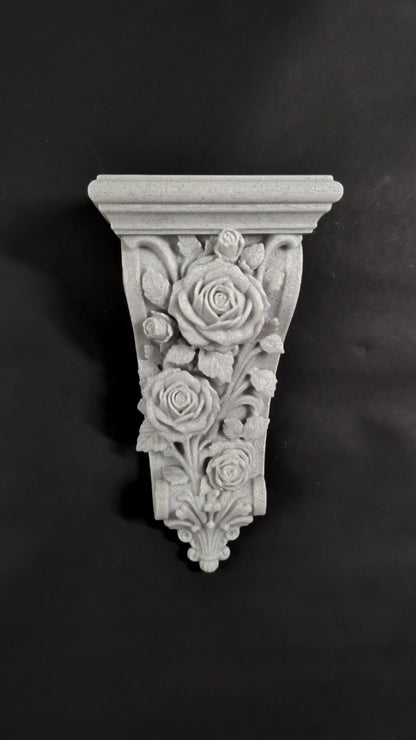 Rose Corbel Wall Shelf Bracket | Marble Style Floral Corbel