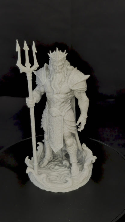 Poseidon Sea King Statue - Marble Finish Mythology Sculpture