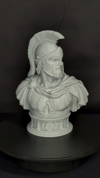 Spartan Warrior Bust - Marble Style Greek Hoplite Sculpture