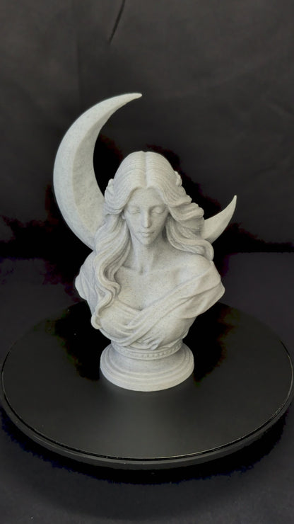 Moon Goddess Bust - Marble Finish Lunar Sculpture