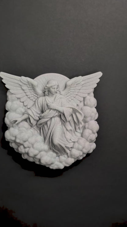 Angel Wall Art Relief - Marble Style Guardian Angel Sculpture