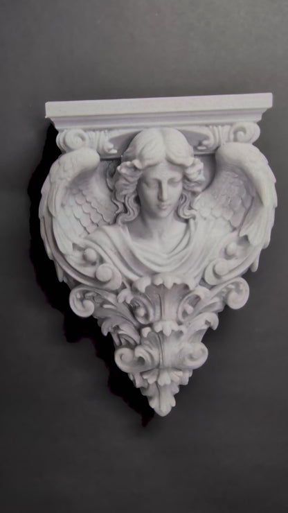 Angel Wall Corbel - Marble Style Architectural Angel Sculpture