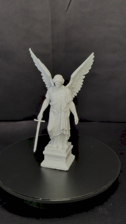 Guardian Angel Statue with Sword - Marble Style Angel Sculpture