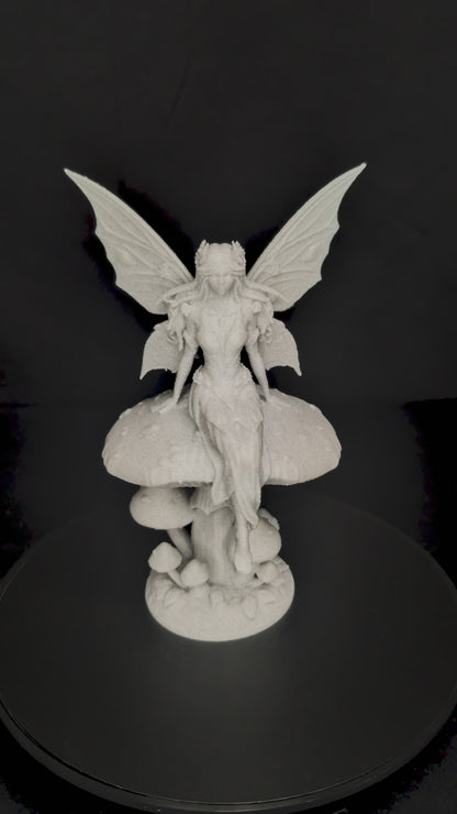 Mushroom Fairy Statue - Marble Finish Fantasy Sculpture