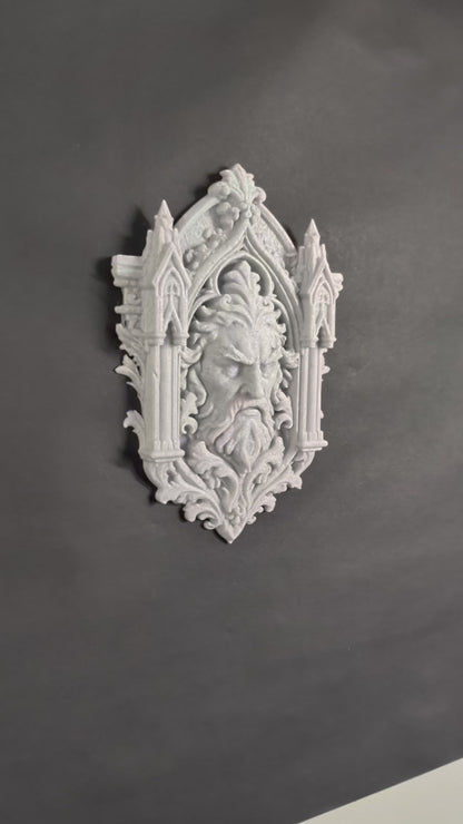 Green Man Wall Relief - Gothic Forest Spirit Sculpture