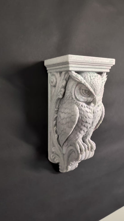 Owl Wall Corbel - Gothic Owl Shelf Bracket