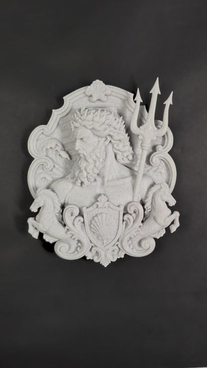 Poseidon Wall Relief - Marble Finish Greek Mythology Gothic Wall Art