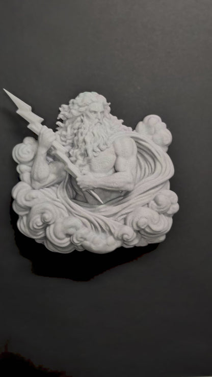 Zeus Wall Art Relief - Marble Style Greek God of Thunder Sculpture