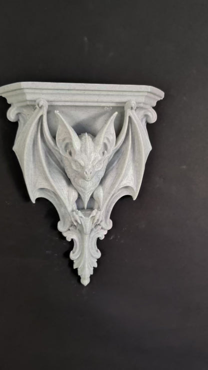 Bat Corbel Wall Shelf Bracket - Marble Style Gothic Bat Decor