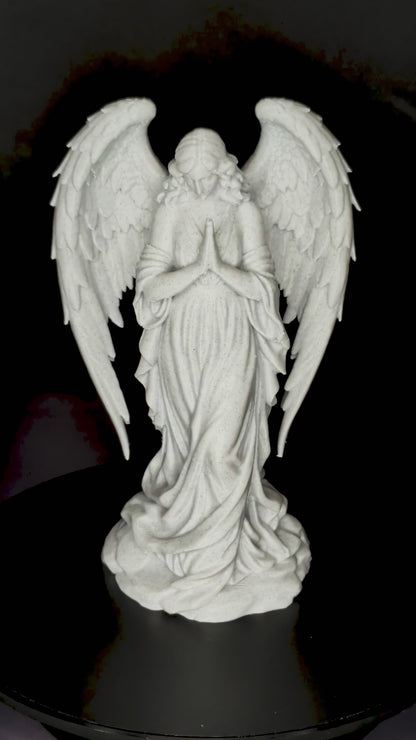 Praying Angel Statue - Marble Finish Guardian Angel Sculpture