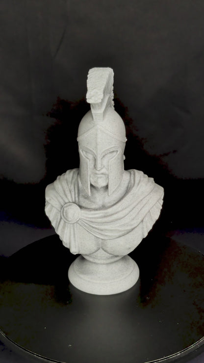 Spartan Warrior Bust Statue - Greek Helmet Sculpture