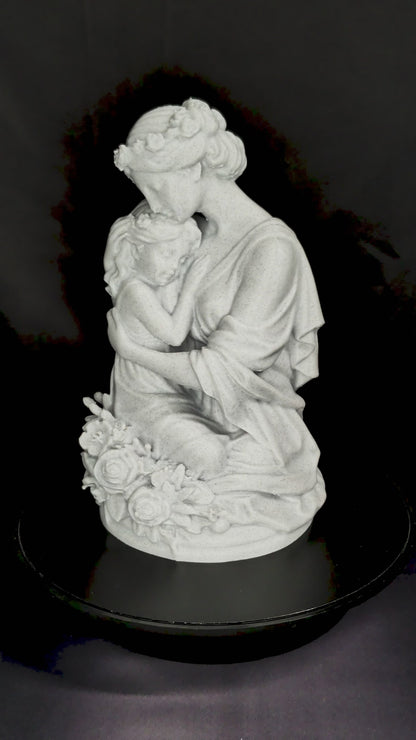 Mother and Daughter Statue - Marble Finish Family Sculpture