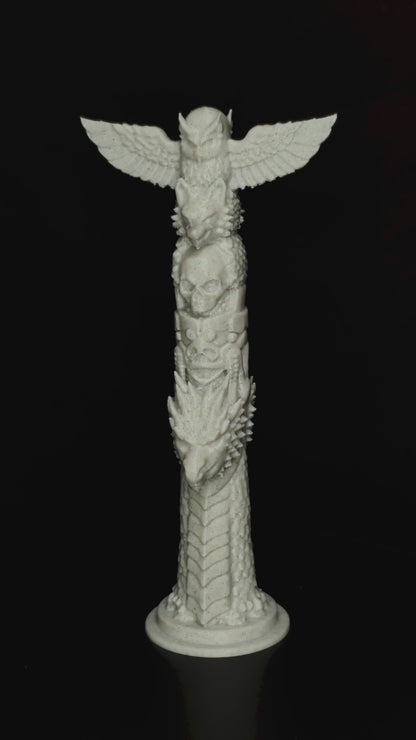 Marble Totem Pole Statue - Mythic Totem Sculpture