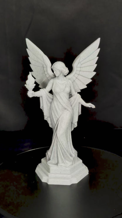 Art Deco Angel Statue with Torch | Guardian Angel Decor