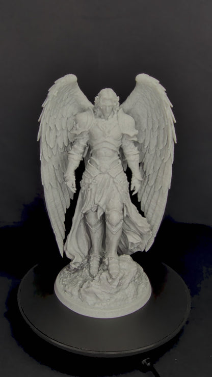 Armored Guardian Angel Statue - Marble-Style Archangel Sculpture