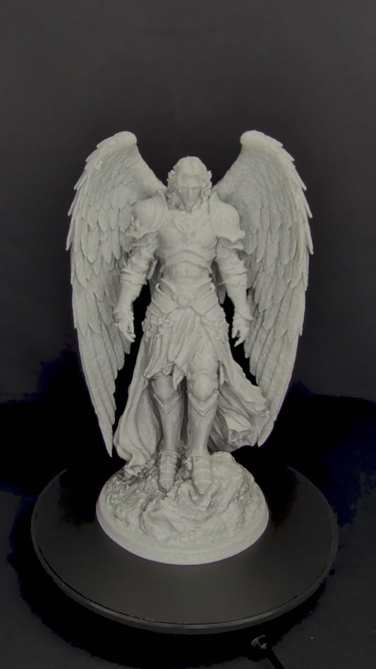Armored Guardian Angel Statue - Marble-Style Archangel Sculpture