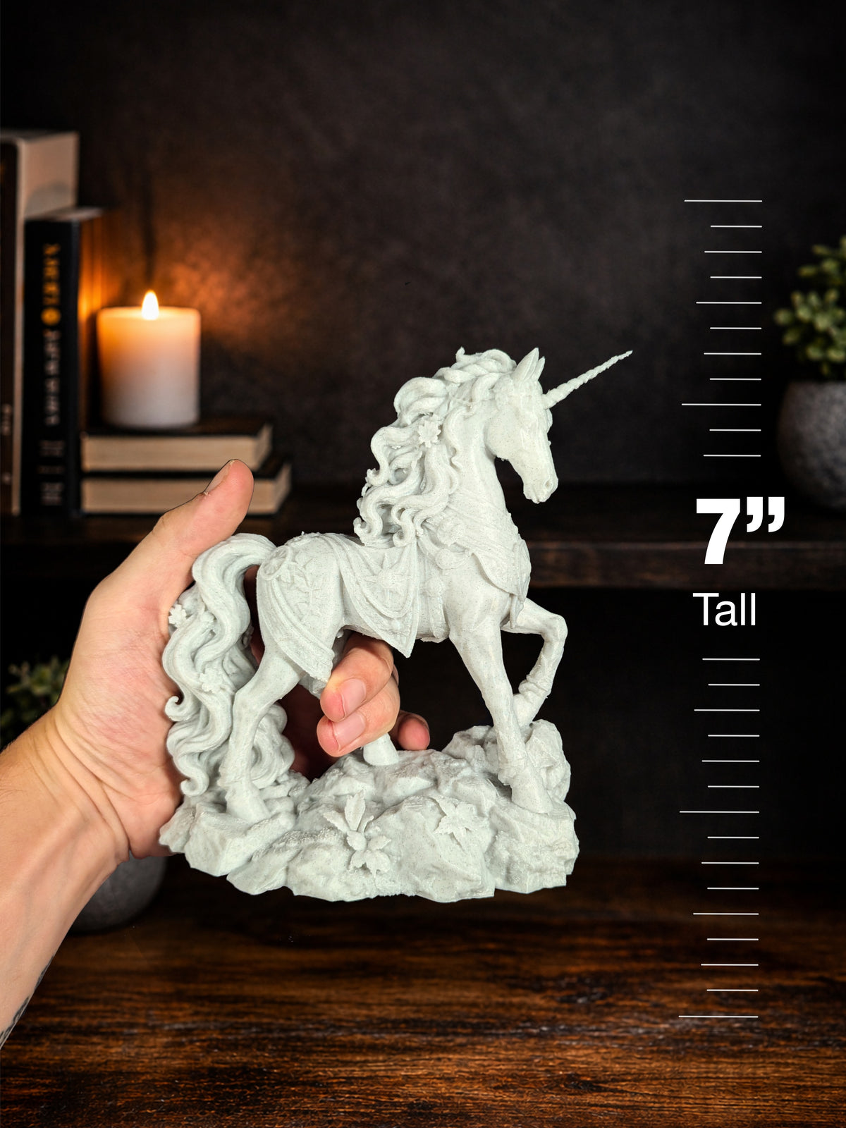 Unicorn Statue - Marble Style Fantasy Horse Sculpture