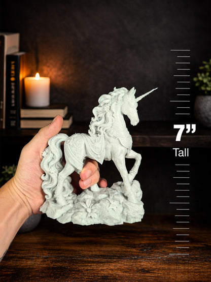 Unicorn Statue - Marble Style Fantasy Horse Sculpture