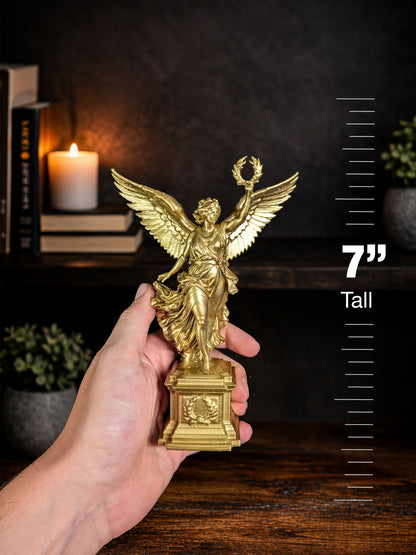 Golden Victory Angel Statue - Hand Painted Gold Winged Sculpture