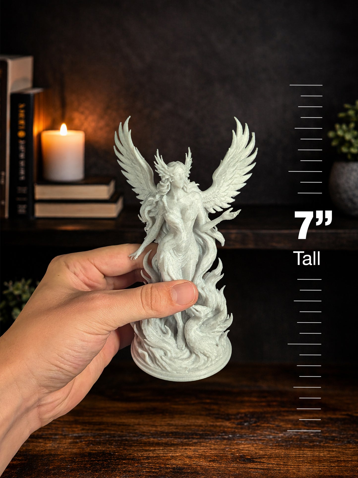 Phoenix Goddess Statue - Marble Finish Rebirth Sculpture