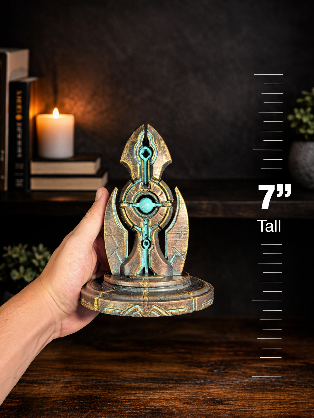 Ancient Sci Fi Artifact Statue - Hand Painted Lost Civilization Relic Sculpture