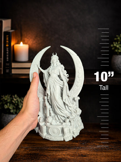 Moon Goddess Statue - Marble Style Crescent Moon Celestial Sculpture
