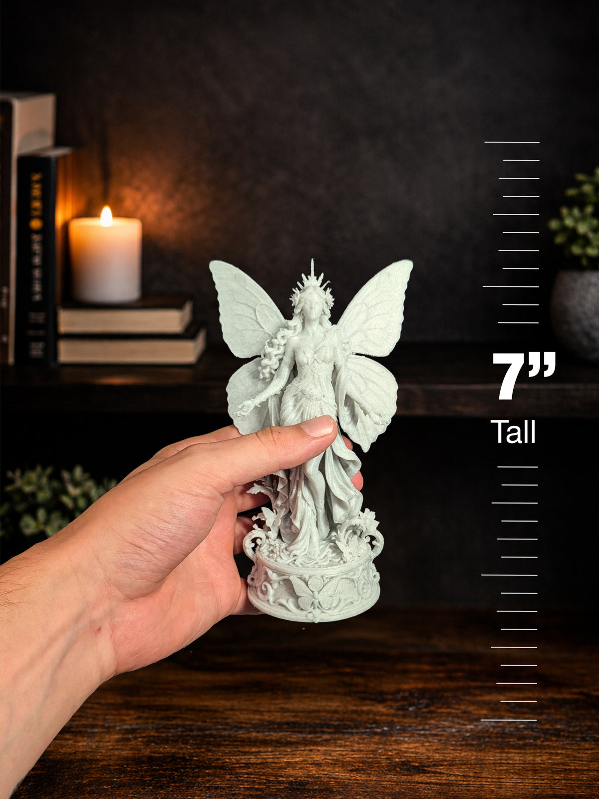Butterfly Goddess Statue - Marble Style Fantasy Sculpture