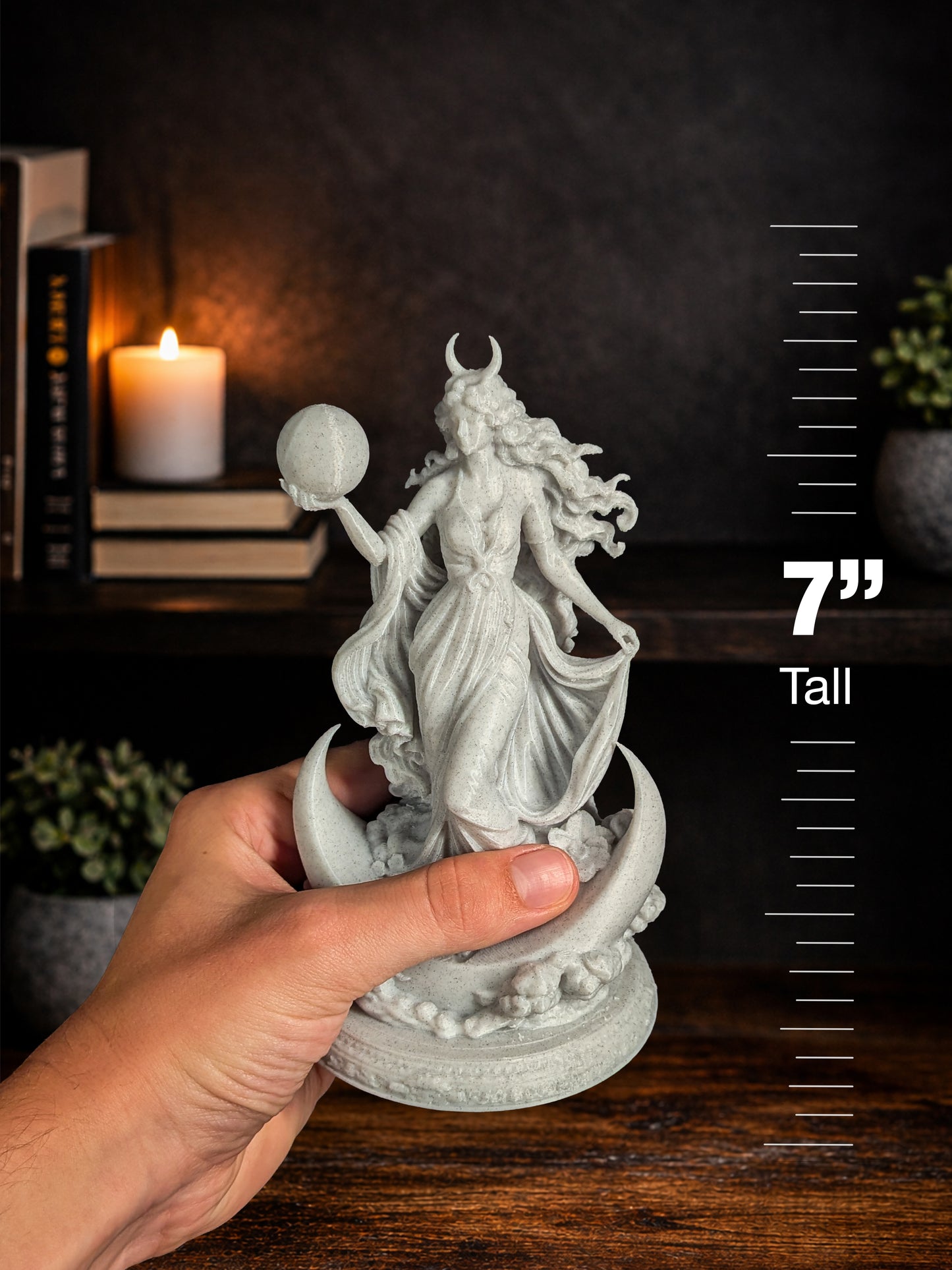 Nyx Lunar Goddess Statue - Marble Style Moon Sculpture