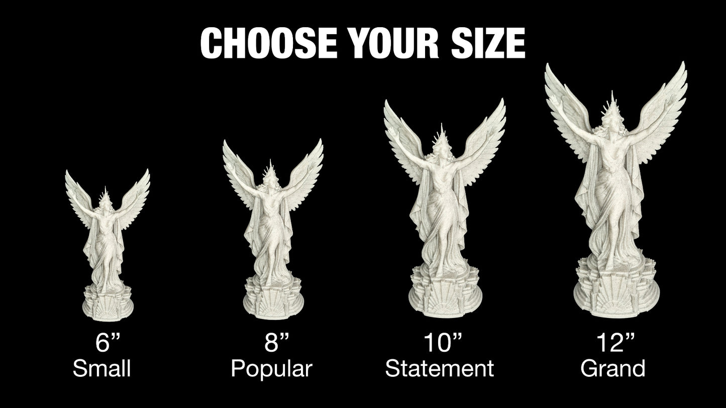 Art Deco Angel Statue - Marble Finish Winged Sculpture