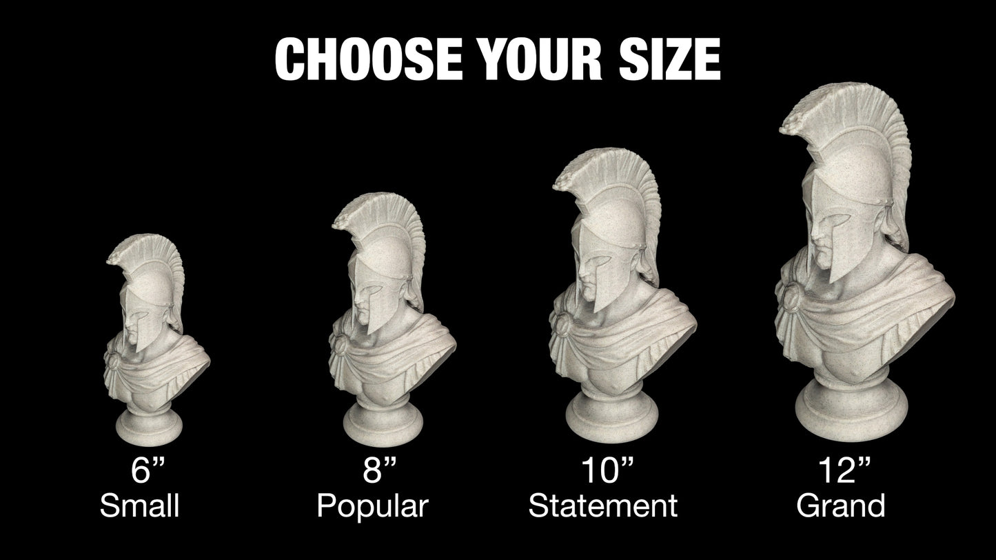Spartan Warrior Bust Statue - Greek Helmet Sculpture