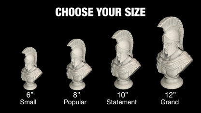 Spartan Warrior Bust Statue - Greek Helmet Sculpture
