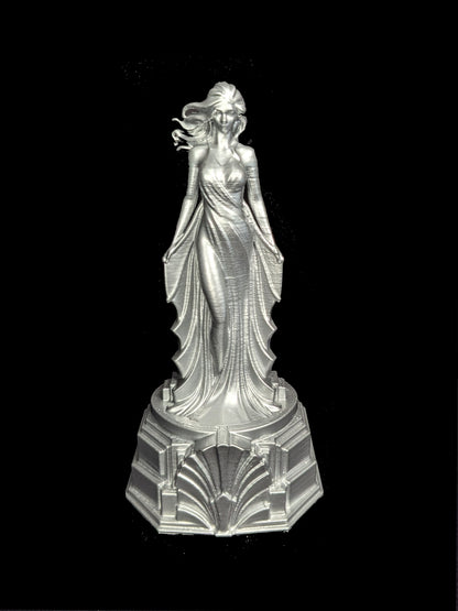 Art Deco Woman Statue - Radiant Silver Elegant Female Sculpture