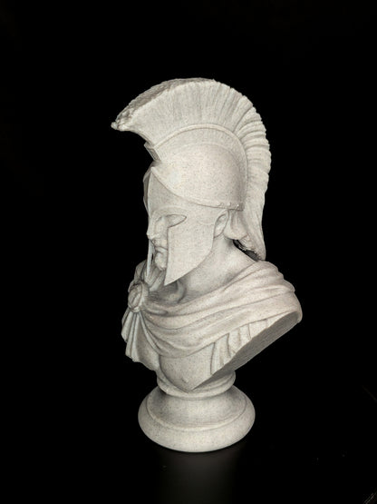 Spartan Warrior Bust Statue - Greek Helmet Sculpture