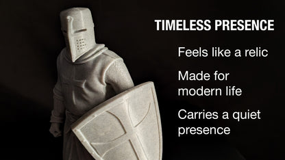 Medieval Crusader Knight Statue - Marble Style Templar Sculpture