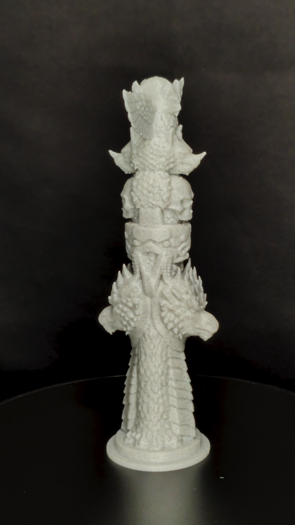 Marble Totem Pole Statue - Mythic Totem Sculpture