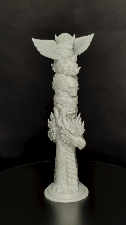 Marble Totem Pole Statue - Mythic Totem Sculpture