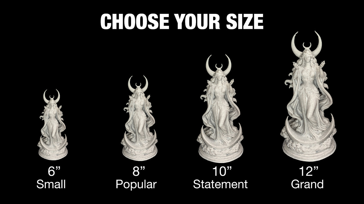Triple Moon Goddess Statue - Marble Finish Lunar Goddess Sculpture